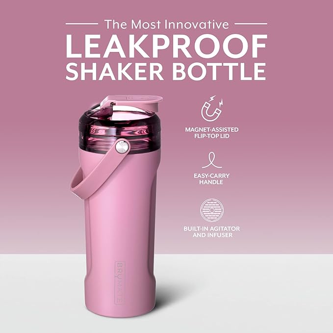 BrüMate MultiShaker Blender Shaker Bottle | 100% Leakproof Insulated Stainless Steel Shaker Bottle | Protein Shaker Bottle, and Pre Workout Bottle for the Gym | 26oz (Acai)