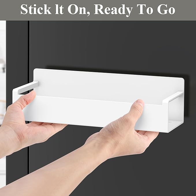 4 Pack Magnetic Spice Rack Organizer for Refrigerator and Oven, White Fridge Organizers and Storage for Kitchen