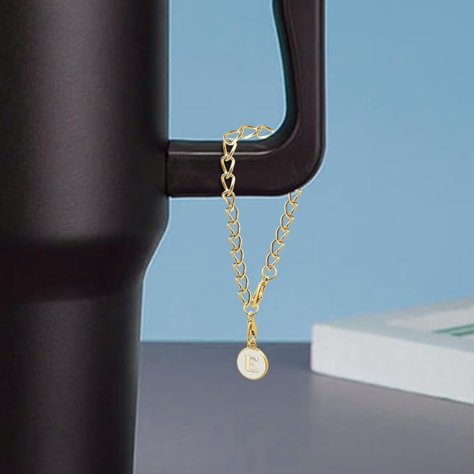 6PCS Letter Charm Accessories for Stanley Cup, Name ID Letter Handle Charm for Stanley Handle Identification Letter Pendant Handle Decoration for Stanley Tumbler Charms (Letter E)