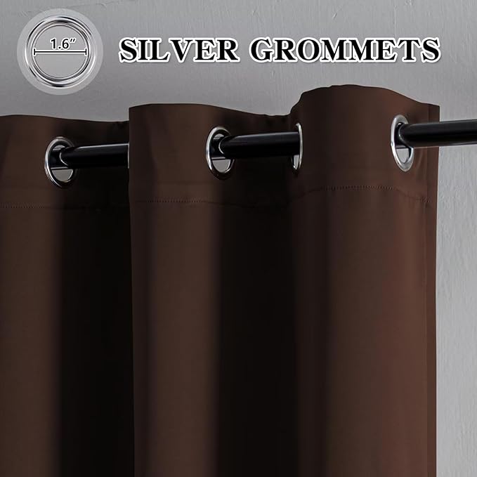 Blackout Curtains Custom Size for Bedroom 1 Panel, Thermal Insulated Blackout Curtains, Solid Grommet Privacy Room Darkening Drapes for Living Room Window (Customsize, Chocolate)