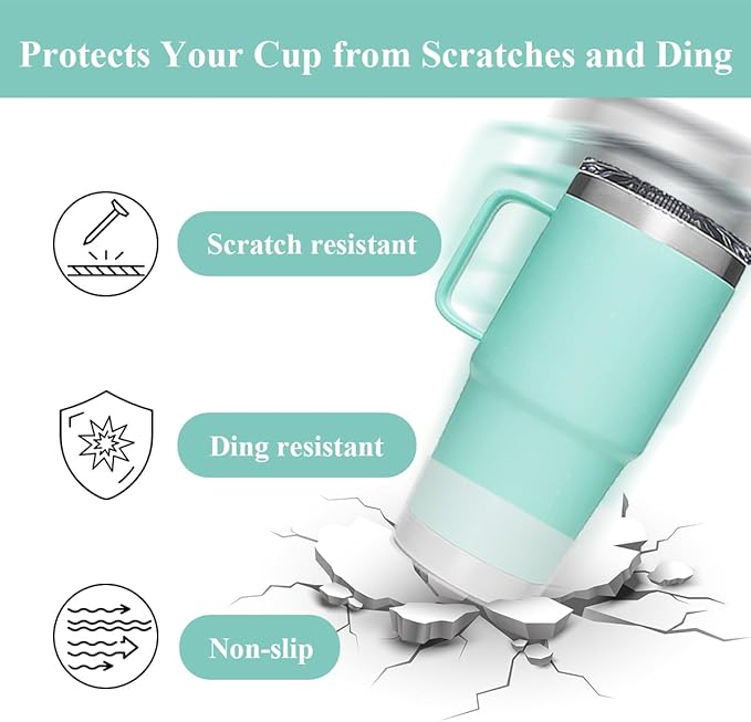 2 PCS Silicone Protective Boot for Yeti Rambler 20oz/25oz/30oz/35oz Tumbler, Anti-Slip Protective Silicone Water Bottle Bottom Boot Sleeve Cover for Yeti Tumbler [White+Transparent]