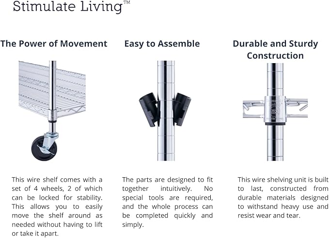 30"x14"x60" PRIME HEAVY DUTY Chrome 5-Tier Wire Shelving 1,750 LBS MAX Capacity Storage Rack for Commercial, School, Home, Garage, Warehouse, Industrial, and Hospital Uses (with Wheels)