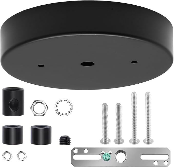 Biaungdo 5 Inch Ceiling Lighting Canopy Kit, Black Pendant Light Canopy Kit Metal Chandelier Ceiling Light Plate Cover with All Mounting Hardware for Chandelier Pendant Lighting Fixtures