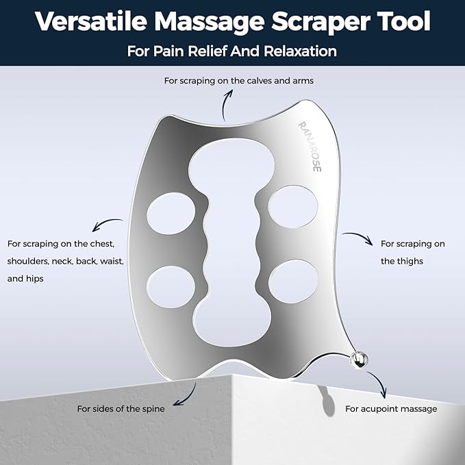 3-in-1 Stainless Steel Muscle Scraper Tool Set – Gua Sha & Physical Therapy Tools for Deep Tissue Massage, Myofascial Release, Muscle Knot Relief & Pain Reduction