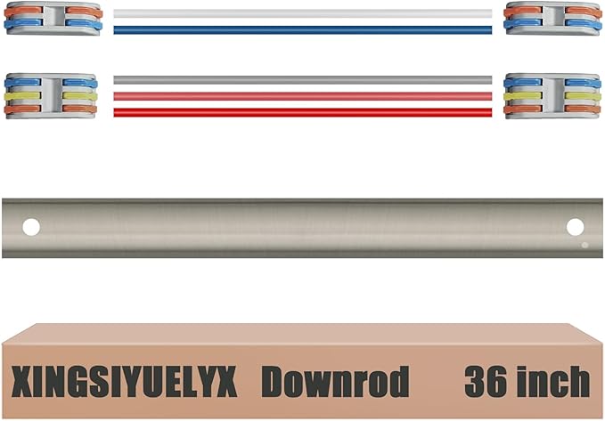 36" Ceiling Fan Downrod, 【1 Outside Diameter】 Brushed Nickel Extended Downrod, including 4 Wire Connectors and 5 Extension Wires (No Threads)