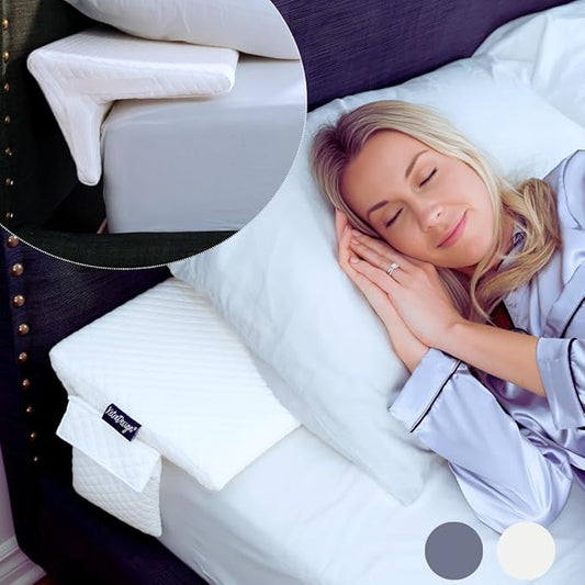 Bed Wedge Pillow for headboard Mattress Gap DuoWedge lux. (White, Cal-King 72") The Perfect Filler for Gaps up to 7"