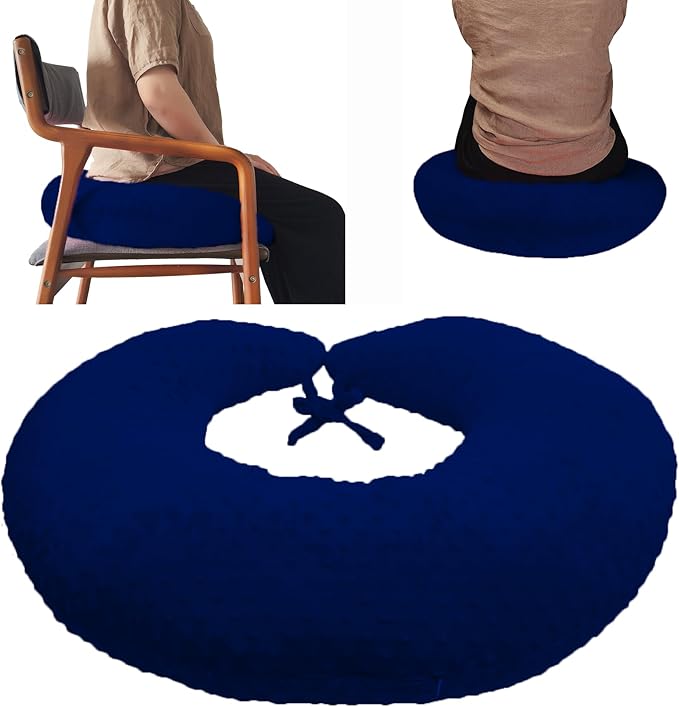 BBL Pillow After Surgery for Butt Sleeping, Brazilian Butt Lift Pillow Post Surgery Recovery for Sitting Sleeping Driving Donut Pillow for Woman Lumbar Back Cushion Seat Foam (Blue)