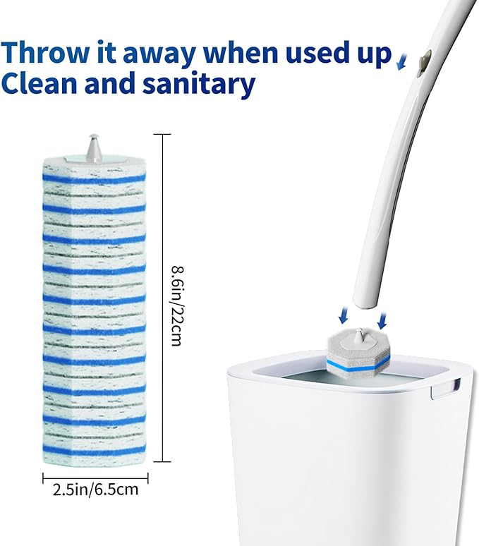 60pc Refills Disposable Toilet mats Brush Cleaning System, Toilet Cleaning Brush, 60 Replacement Brush Heads, No Handle or Base，Toliet Wand Refills,Toilet Bowl Clean Refill Pads,Toilet Scrubber Refill