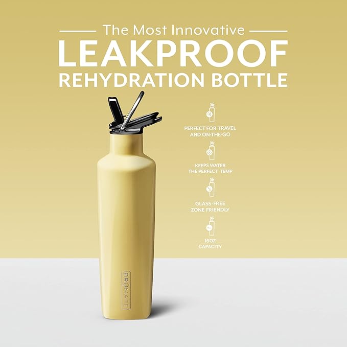 BrüMate ReHydration Mini Kids Water Bottle | 100% Leakproof Insulated Water Bottle for Kids with Straw | Stainless Steel Water Canteen | Perfect Kids Water Bottle for School | 16oz (Daisy)