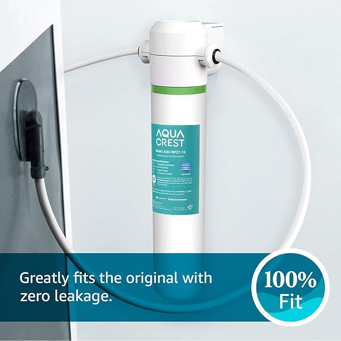 AQUA CREST FQK1K Under Sink Water Filter, 1350 Gallons, Replacement for GE FQK1K, FQK2J, GXK185K and GX1S50R (Pack of 2)