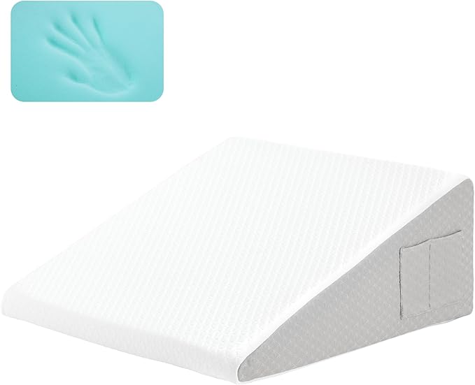 Bed Wedge Pillow for Sleeping, 7.5" Wedge Pillows for After Surgery, Soft Memory Foam Top, Triangle Pillow Wedge, Body Positioners for Leg Elevation, Acid Reflux, Gerd, Snoring Relief, White