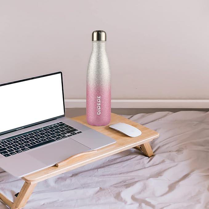 BJPKPK Insulated Water Bottles -17oz/500ml -Stainless Steel Water Bottles,Sports Water Bottles Keep Cold for 24 Hours and Hot for 12 Hours,BPA Free Water Bottle,Glitter Black