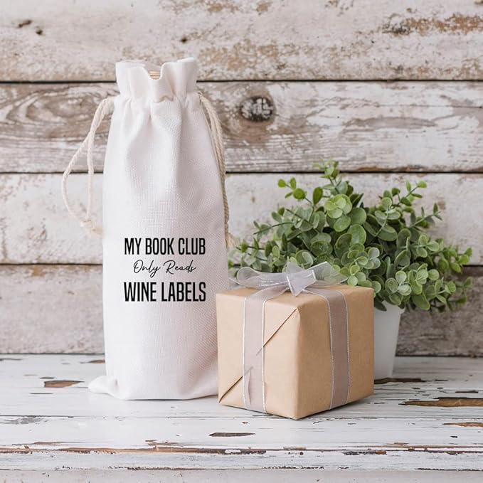 Andaz Press Mothers Day Wine Bag, My Book Club Only Reads, Mothers Day Wine Bottle Cover, Mother's Day Gifts, Canvas Wine Gift Bag Champagne Bottle Bag Wine Bags For Wine Bottles Gifts 1-Pack