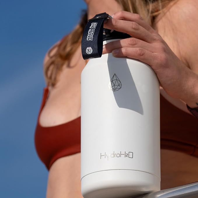 64 oz Insulated Water Bottle With Straw Pop-up & Auto Spout Lid, Flex Handel, Waterbottle Strap Carrier, Half Gallon Stainless Steel Water jug (Indigo Gradient)