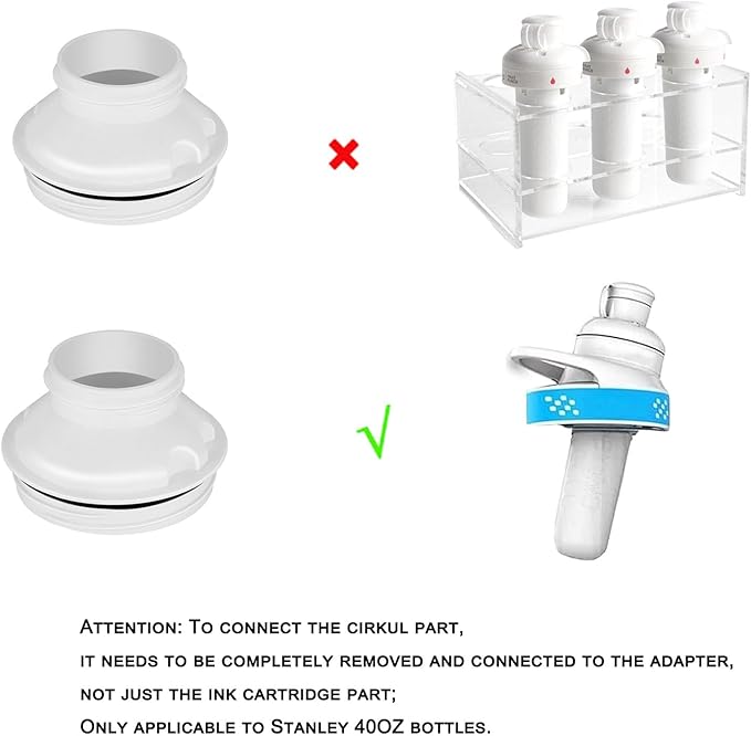 Bottle Adapter for Stanley Cup 40oz to Cirkul, Lid Cap Converter Accessories, Cirkul Stanley Adapter BPA Free Plastic, Food Grade Silicone Fits for Stanley Water Bottles(White)