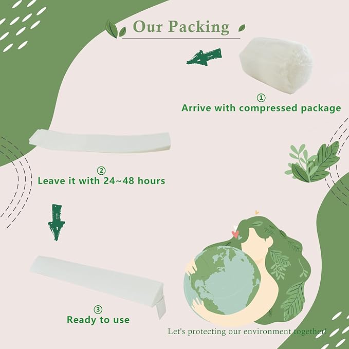 Bed Wedge Pillow for Headboard, Bed Gap Filler King of Headboard Pillow, Mattress Gap Filler Made with Triangle Pillow to Close The Gap (0-8") Between Headboard/Wall and Mattress (White, 76"x8"x 6")