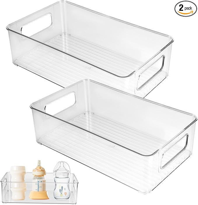 Baby Bottle Organizer Plastic Storage Center for Baby Bottles and Food Jars Baby Bottle Organizer for Cabinet, Perfect Organizer for Kitchen Cabinet, Pantry, Refrigerator, and Countertop（2 pcs）