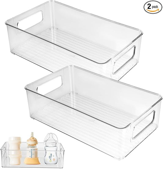 Baby Bottle Organizer Plastic Storage Center for Baby Bottles and Food Jars Baby Bottle Organizer for Cabinet, Perfect Organizer for Kitchen Cabinet, Pantry, Refrigerator, and Countertop（2 pcs）