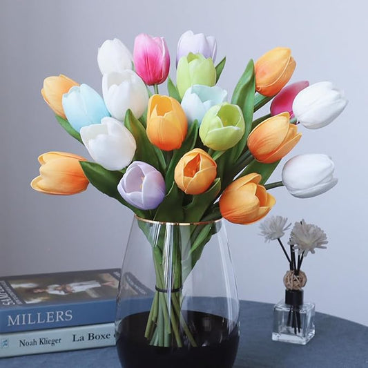 Buart Spring-Colors Tulip Flowers Artificial Luxury Big Tulip Valentine's Day Mother's Day Easter Home Kitchen Wedding Decorations(11pcs)