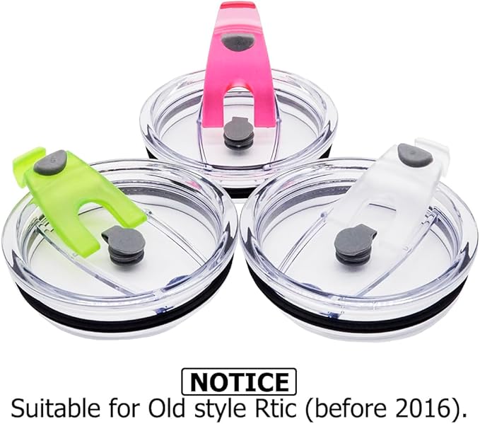 3 Packs Lids for 20oz Tumblers, CNYMANY Spill-proof Splash Resistant Straw-friendly Cover for Old Style Rtic, Ozark Trail 20 oz. Cups - Green, Rose Red, Gray