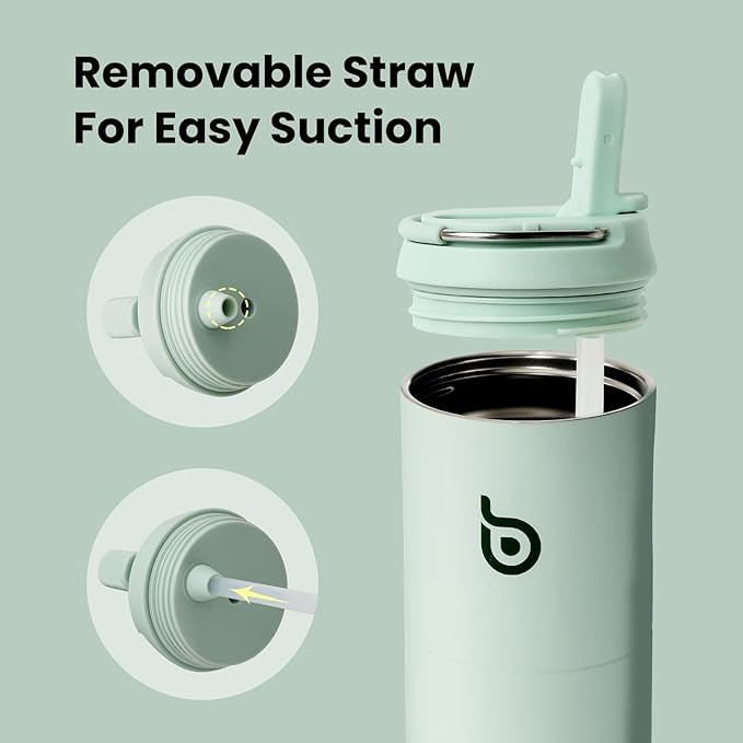 BOTTLE BOTTLE Insulated Water Bottle 24oz with Straw Lid and Handle for Sports Travel Gym Stainless Steel Water Bottles Double-Wall Vacuum Metal Thermos Bottles Leak Proof BPA-Free