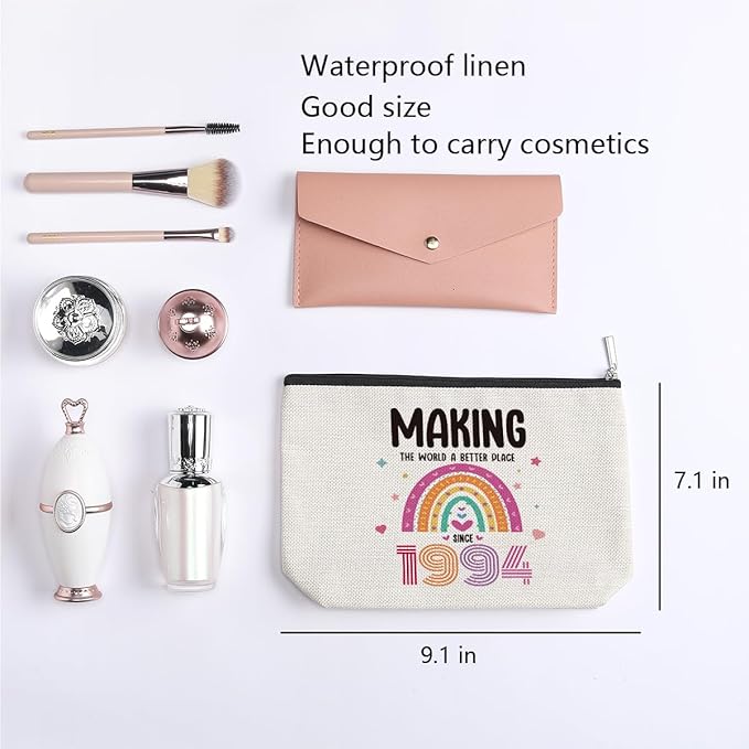 30th Birthday Gifts for Women, 30 Years Old Birthday Gifts Makeup Bag for Mom, Wife, Friend, Sister, Travel Toiletry Makeup Organizer Zipper Pouch - Making The World a Better Place Since 1994