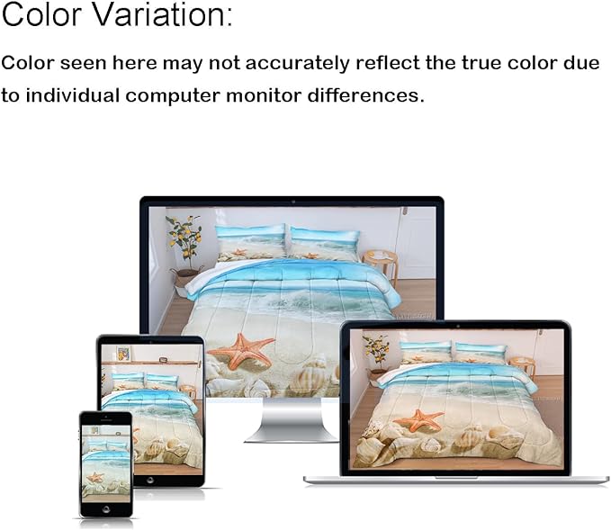 Bedbay Seashell Comforter Coastal Bedding Comforter Set Twin Size Boys Girls Beach Theme Bedding Set Beach Room Decor Starfish Seashore Beach Quilt Set 3 Pcs (Conch,Twin)