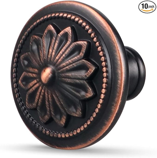 10 Pack Oil Rubbed Bronze Cabinet Dresser Drawer Knobs,1-2/5"Rustic Bronze Knobs Handles for Cabinets and Drawers Kitchen Knobs for Dresser Drawers Bathroom Cabinet Door Knobs Bronze