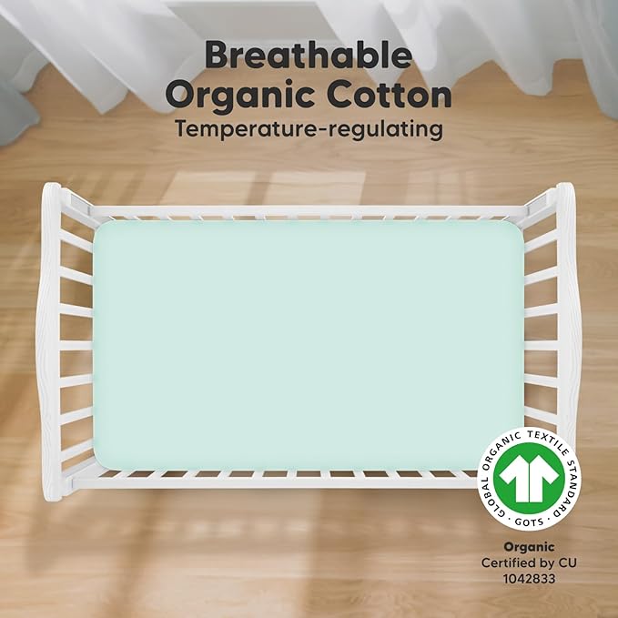 2-Pack Organic Crib Sheets for Boys, Girls - Jersey Fitted Crib Sheet, Baby Crib Sheets Neutral, Crib Mattress Sheet, Cotton Crib Sheets, Breathable Crib Sheet, Baby Mattress Sheets (Pastel)
