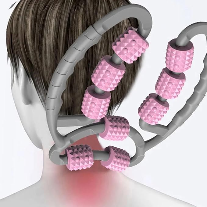 10 Roller Circular Leg Massager with Bonus Massage Stick – Manual Back & Leg Rollers, Relajador de Piernas Set, Circular Leg Clamp Roller for Neck, Arms & Legs (Blue)