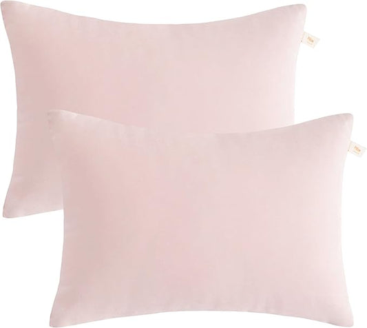 BEDSUM 2 Pack Pillows, 13"x18" Microfiber Pillows for Travel, Pets, Soft and Machine Washable Small Pillows for Neck, Wrist, and Knee Comfort, Pink