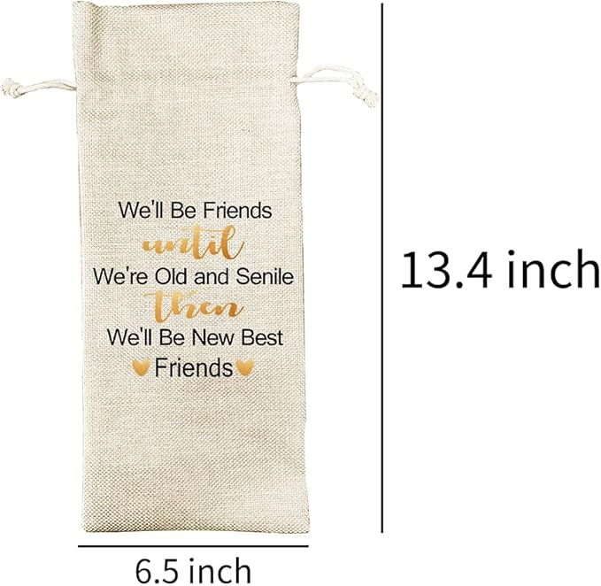 Best Friend Gift Wine Bags, Burlap Drawstring Wine Bag, Funny Personalized Gift Ideas, Gift for Friend's Birthday, Gift for Friend, Gift For her, Bestie Gift, Graduation Gift