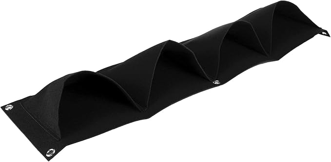 Atyhao Vertical Hanging Outdoor Wall Planter 4Pcs 4 Pocket Plant Grow Bag Wall Mounted Reusable Degradable Felt Garden Planter Herbs, Succulents Artificial Pl or Flowers. (Black)