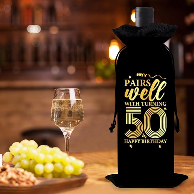 50th Birthday Gifts Wine Bag Congratulations Gifts for Women Men Parents Mom Dad Anniversary 1974 Birthday Wine Gift Bag