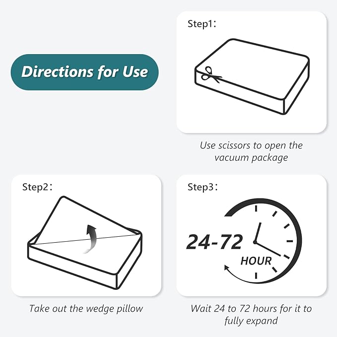 3 PCS Upgraded Bed Wedge Pillow for Sleeping - 35D Post Surgery Pillow for Back Leg Pain Relief - 22" Wide Adjustable Triangle Wedge Pillow Set for Acid Reflux & GERD & Snoring(white blue)