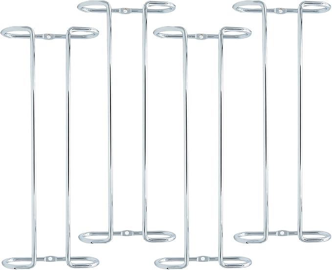 10 Inch Wine Glass Rack Under Cabinet Shelf Stemware Storage Hanging Hanger Organizer Glasses Holder with Drying Under Counter Metal for Kitchen and Bar Set of 4 Silver