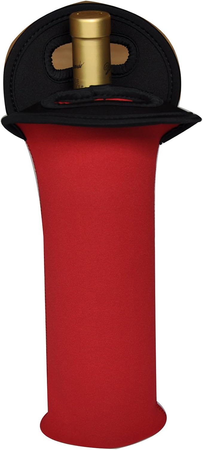 BroilPro Neoprene Wine Tote/Wine Bag, 1-Bottle (Red)