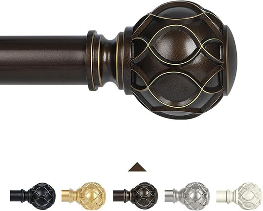 Bronze Farmhouse Curtain Rods for Windows:18-45 Inch Heavy Duty Adjustable Curtain Rod for Bedroom Living Room,Boho Decorative Rustic Drapery Rods with Vintage Coastal Finial,Antique Bronze