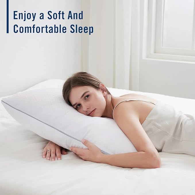 Bed Pillows for Sleeping 2 Pack, Queen Size Pillows Set of 2,Down Alternative Filling, Pillow for Back, Stomach or Side Sleepers Grey