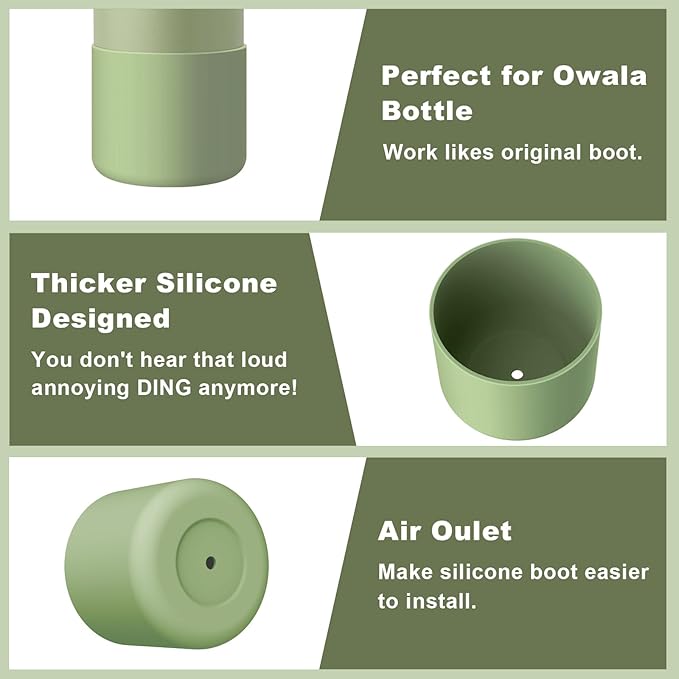 2PCS Silicone Water Bottle Boot for Owala 24oz 32oz 40oz, Protective Bottom Bumper Anti-Slip Sleeve for FreeSip, Twist, and Flip Stainless Steel Bottles, Dishwasher Safe and BPA Free