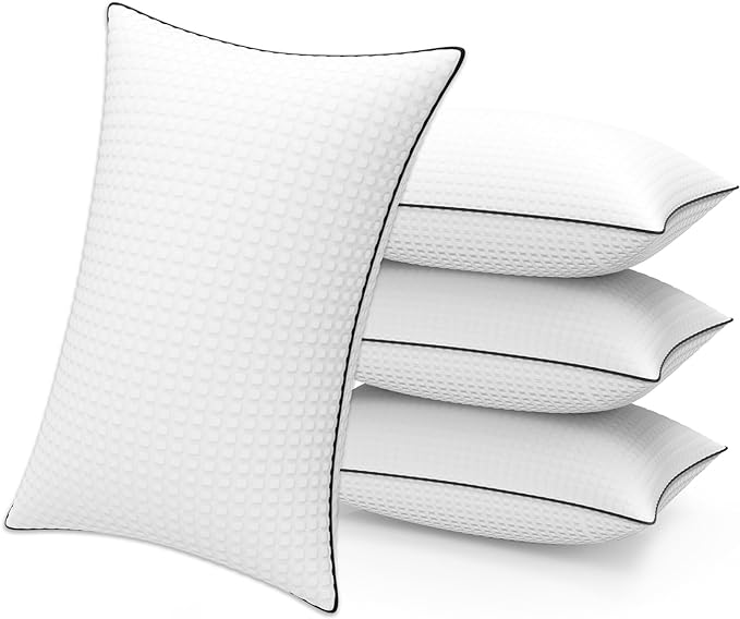 Bed Pillows for Sleeping Standard Size Set of 4,Cooling Breathable Pillows for Side and Back Sleepers Down Alternative Filling Luxury Soft