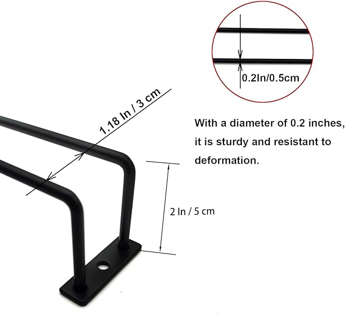 10.8 Inch Black Wine Glass Rack, Under Cabinet Wine Glass Holder Stainless Steel Stemware Rack - Hanging Stemware Holder for Cabinet Kitchen Bar, Set of 2