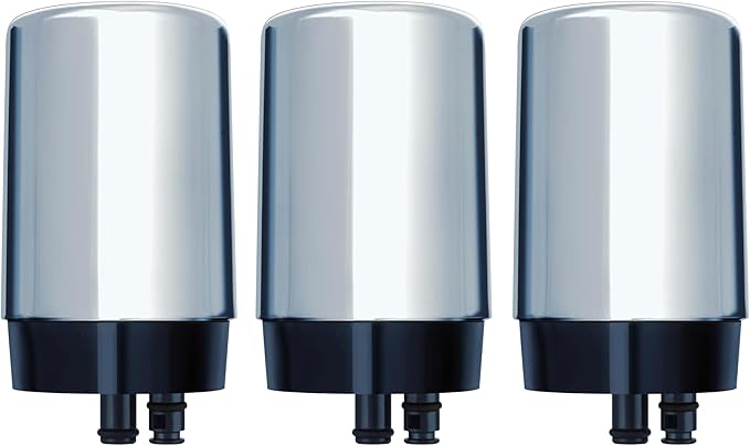 Brita Faucet Mount System Replacement Filter, Reduces 99% of Lead, Made Without BPA, Chrome, 3 Count