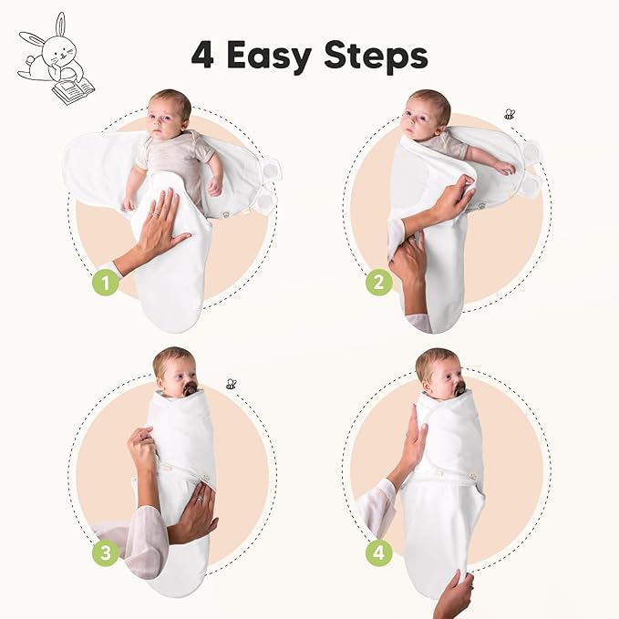 3-Pack Organic Baby Swaddle Sleep Sacks - Newborn Swaddle Sack, Ergonomic Baby Swaddles 0-6 Months, Swaddles for Newborns, Baby Sleep Sack, Baby Swaddle Blanket Wrap,Baby Essentials (Cloud Large)