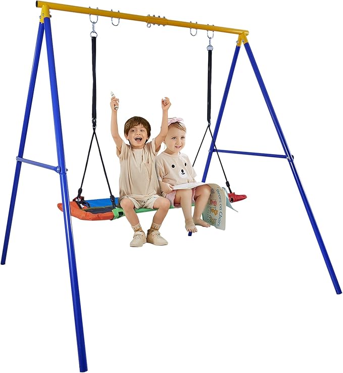 60" Platform Swing Set, Waterproof Flying Swing Seat, 720lbs Weight Capacity, with Adjustable Hanging Straps, Swing Sets for Backyard, for Indoor and Outdoor Playground