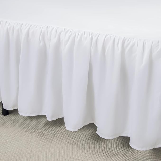 Bed Skirt Twin Size Ruffled Bed Skirt with Split Corners, 22 Inch Drop Dust Ruffle Bed Skirt with Platform, White, Twin - 22" Drop