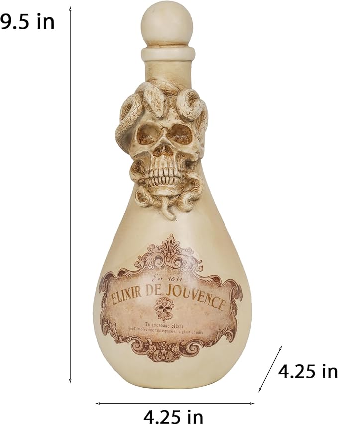 Braxio Halloween Decorations Indoor Potion Bottles - White Skull Décor with Snake Halloween Decoration Room Decor Aesthetic Gift for Women Halloween Party Decorations Bottles 4.25 * 4.25 * 9.5 Inch