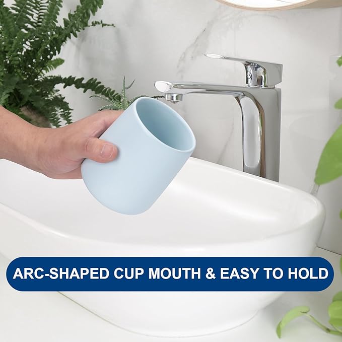 Bathroom Tumbler Cup Ceramic 13.5oz Reusable Toothbrush Cup 400ml,Toothbrush Holder Adequate for Your Bathroom (Blue)