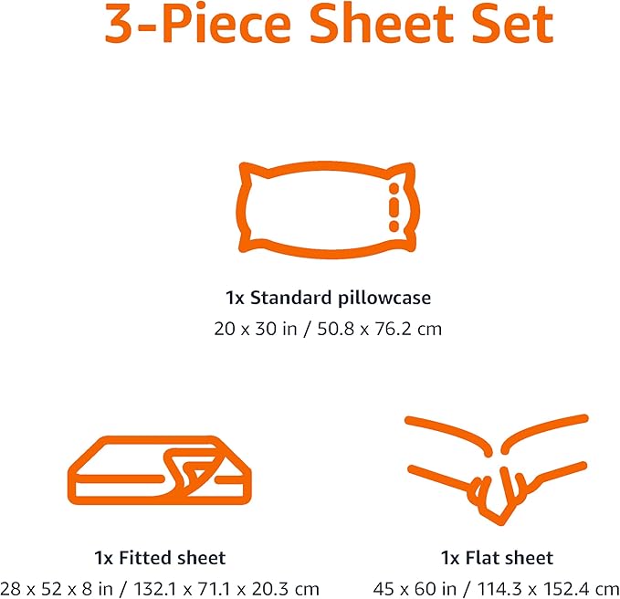 Amazon Basics Kid's Soft Easy-Wash Lightweight Microfiber 3-Piece Sheet Set, Toddler, Navy, White Anchors