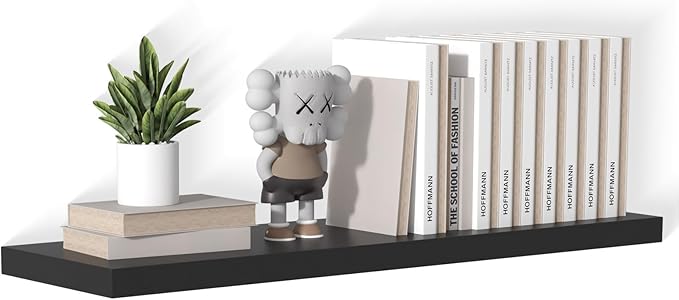 40 Inch Floating Shelf 1 Pack Large Floating Shelves for Wall No Drilling Accessories Included Deep Wall Shelves for Living Room Kitchen Farmhouse 40" W x 12" D x 1.2" Black